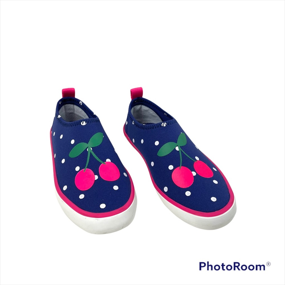 Mini Boden Cherry Water Shoes Toddler Girl Size 11 Blue Polka Dot Neoprene